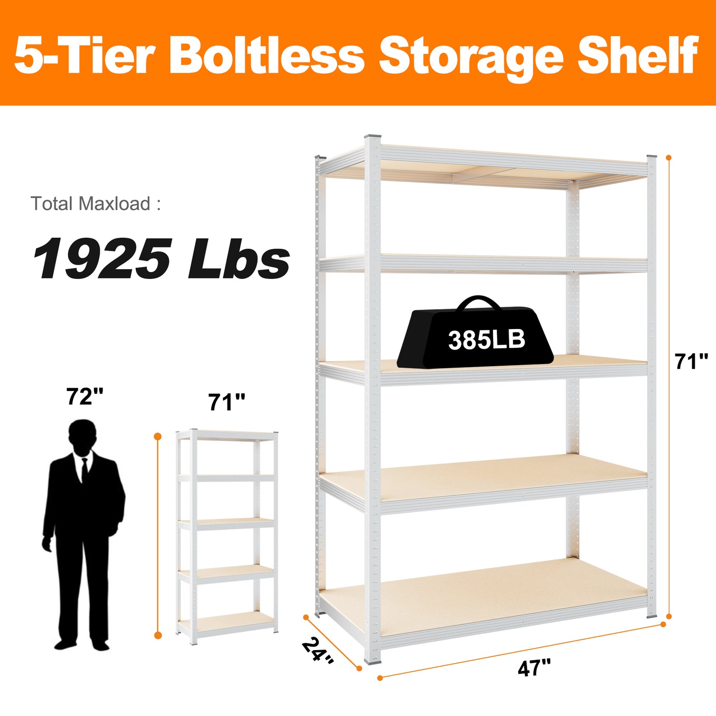 Silver Max Storage 5-Tier Utility Shelves - L