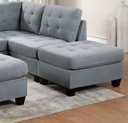 Tufted Fabric Ottoman - Grey
