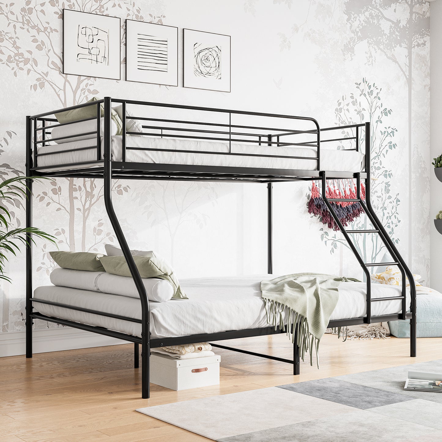 The Diamond Twin-Over-Full Metal Bunk Bed -Black