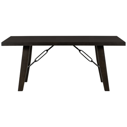Rustic Elegance 72" Espresso Wooden Table with Chain Bracket