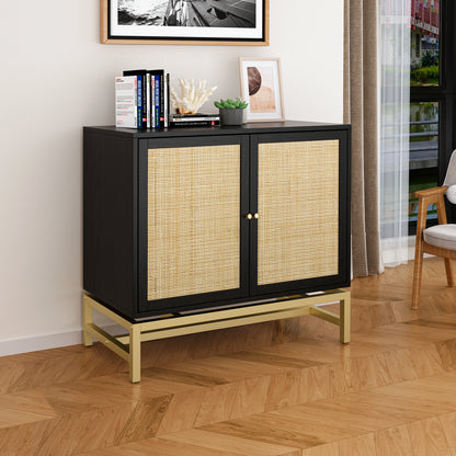 Rattan Black Frame Cabinet