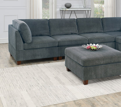 Chenille Comfort Ottoman - Grey