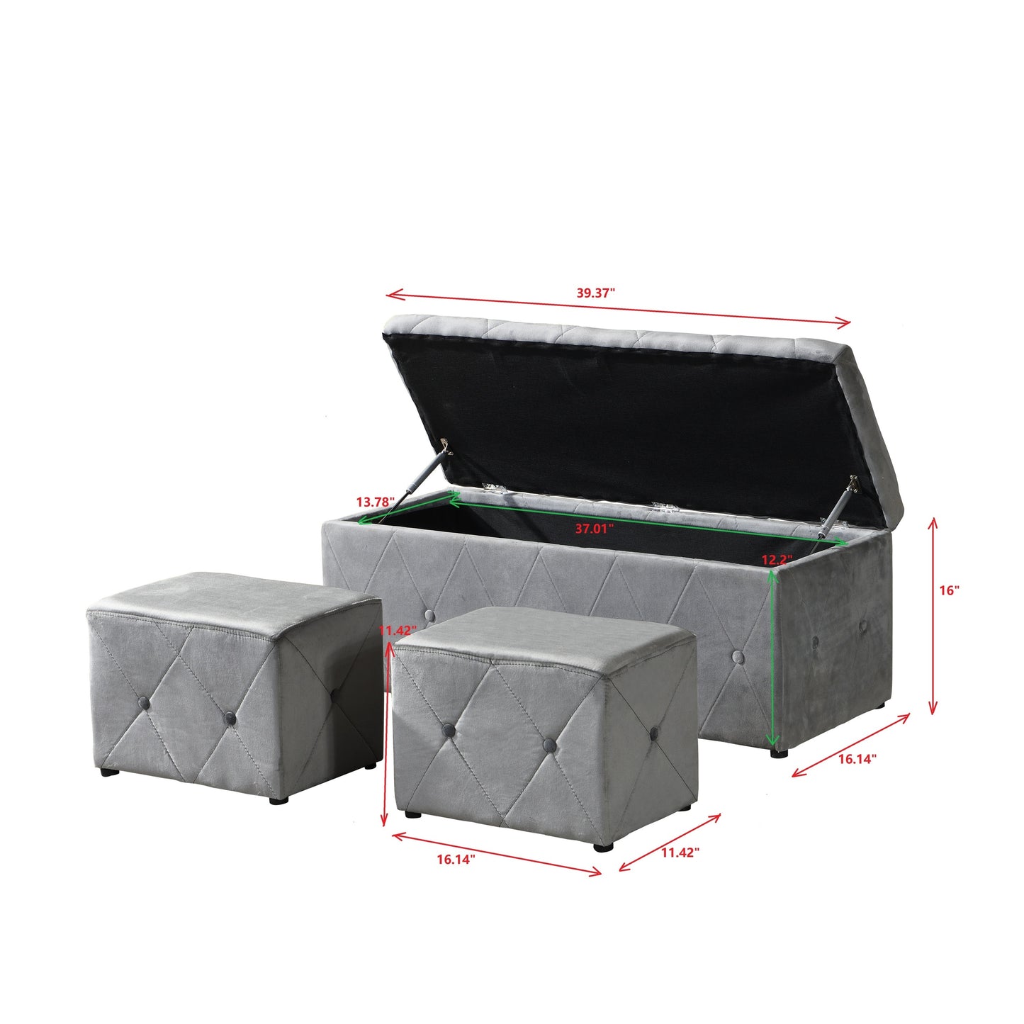 Ottoman Set - Light Gray