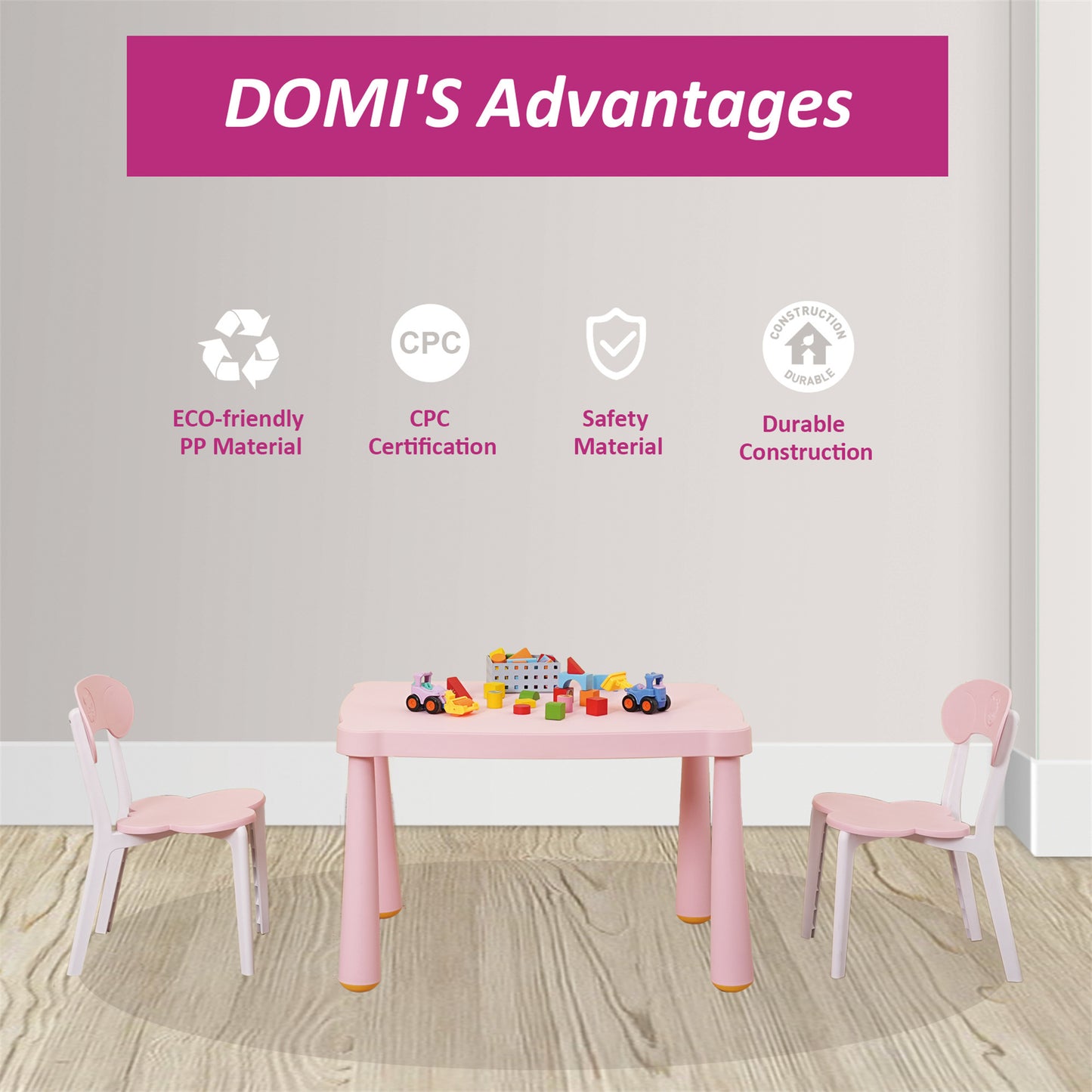Kids Table and Chair Set - Pink