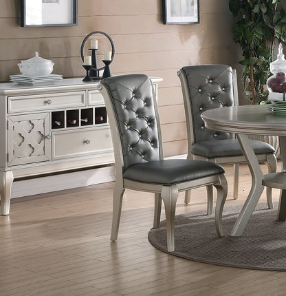 Elegant Silver Hue Round Dining Set