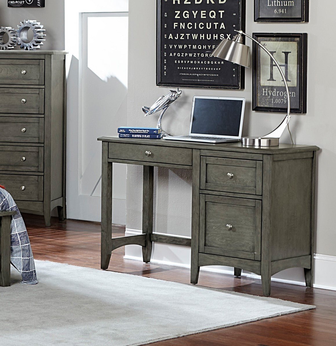 Transitional Styled Writing Desk - Grey