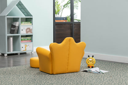 Crown Shape 1pc Kids Chair with Ottoman - Yellow