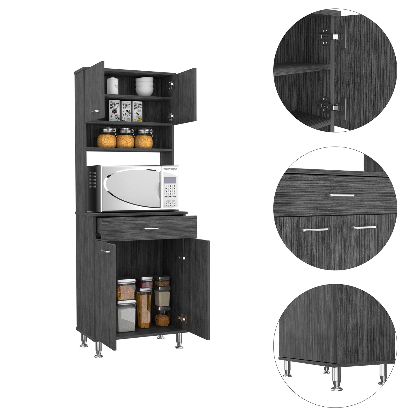 Kitchen Pantry with Countertop - Smokey Oak