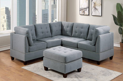 Tufted Fabric Ottoman - Grey