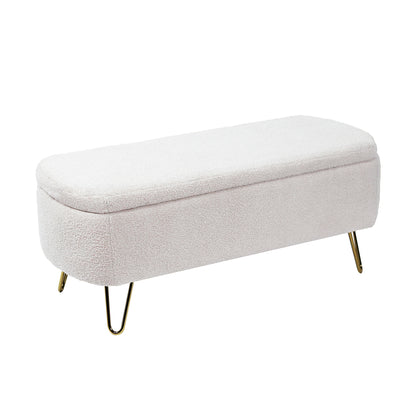 Elegant Gold Haven Storage Ottoman Bench