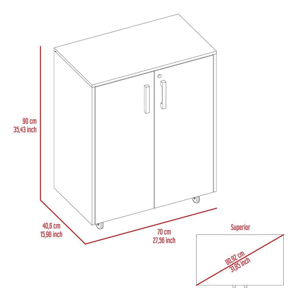 Casters Storage Cabinet  Double Door  - Black