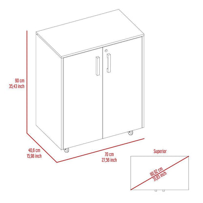 Casters Storage Cabinet  Double Door  - Black