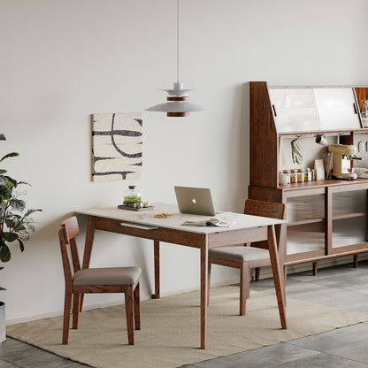 Elegant Oakwood Slate Dining Table
