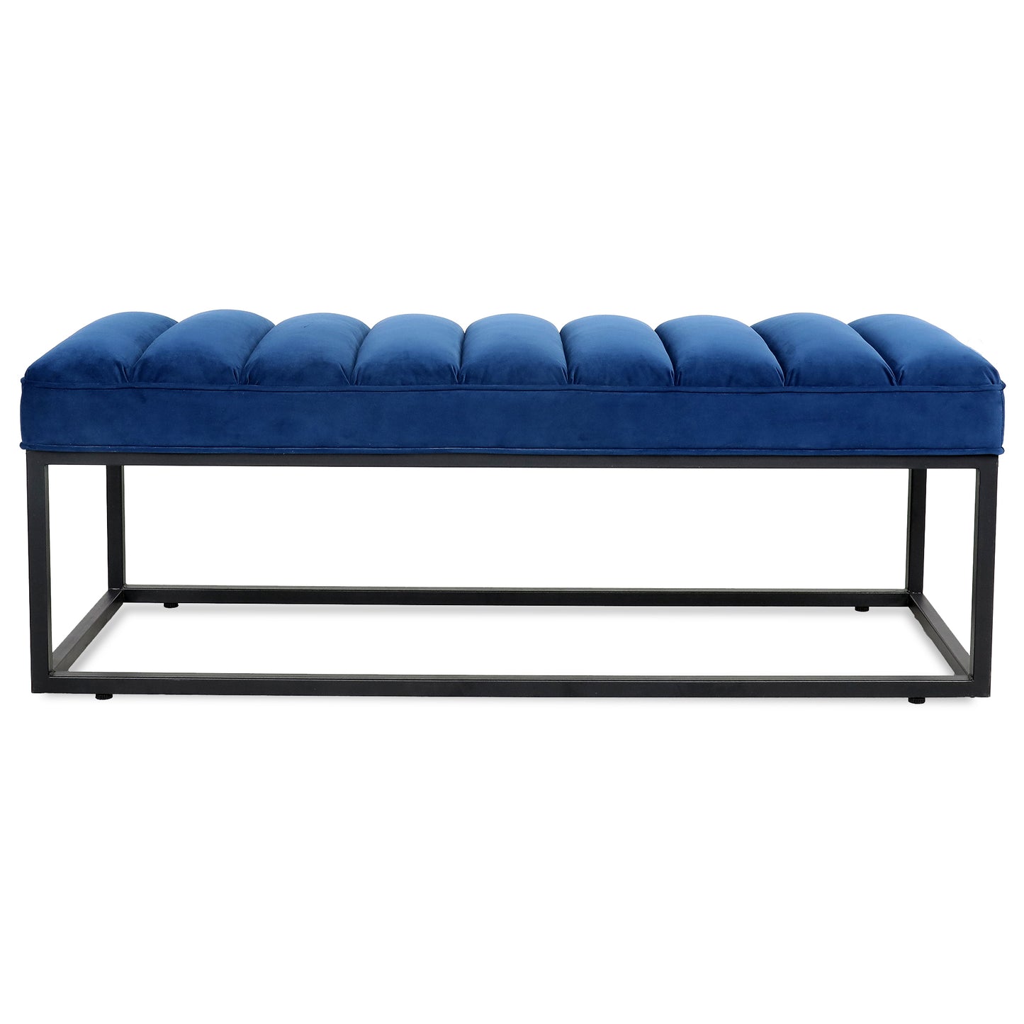 Metal Base Upholstered Bench - Navy Blue