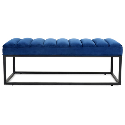 Metal Base Upholstered Bench - Navy Blue