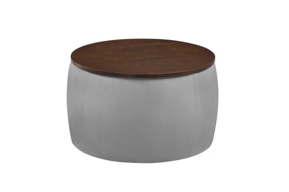 Versa Round Ottoman Set with Storage - Grey