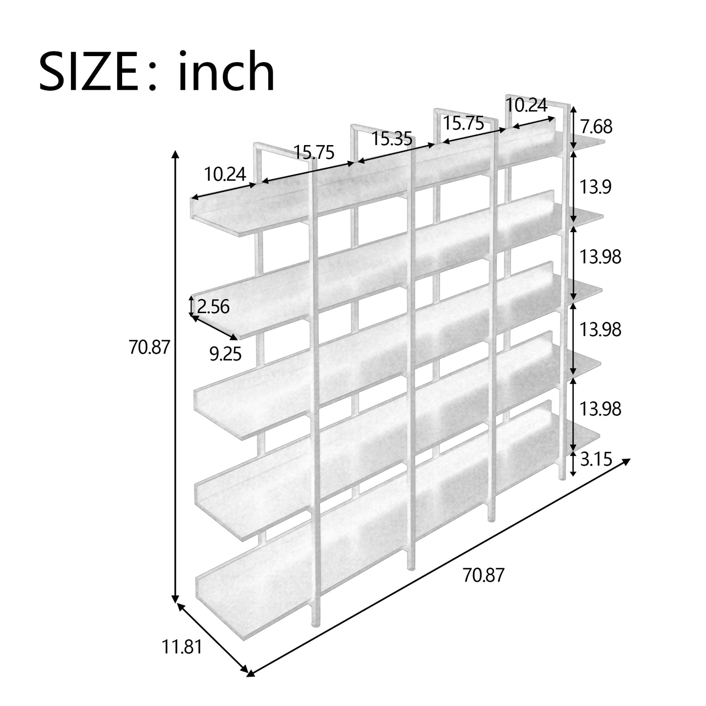 Vintage Metal Frame Bookshelf - Grey