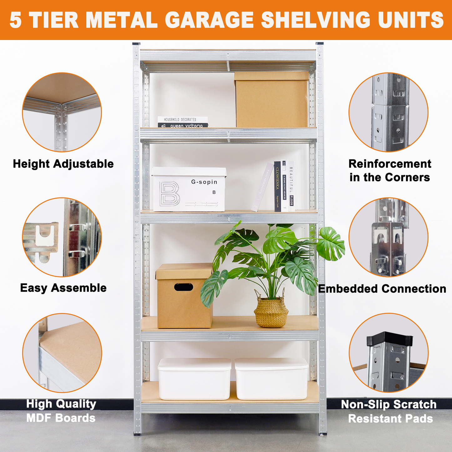 Silver Max Storage 5-Tier Utility Shelves - M