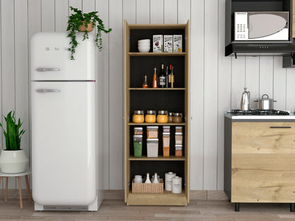 Greyson Tall Storage Cabinet - Light Oak and Black