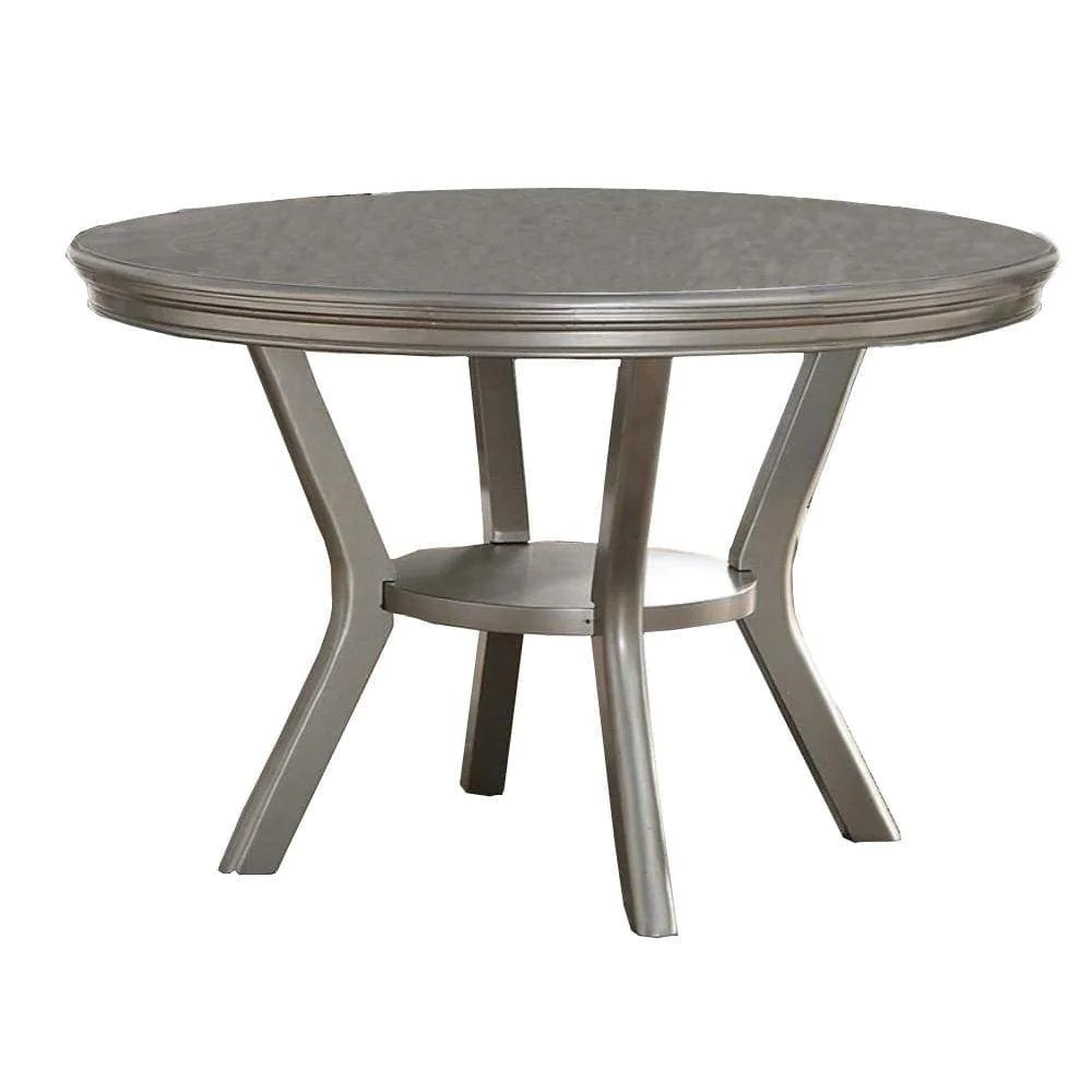 Elegant Silver Hue Round Dining Set