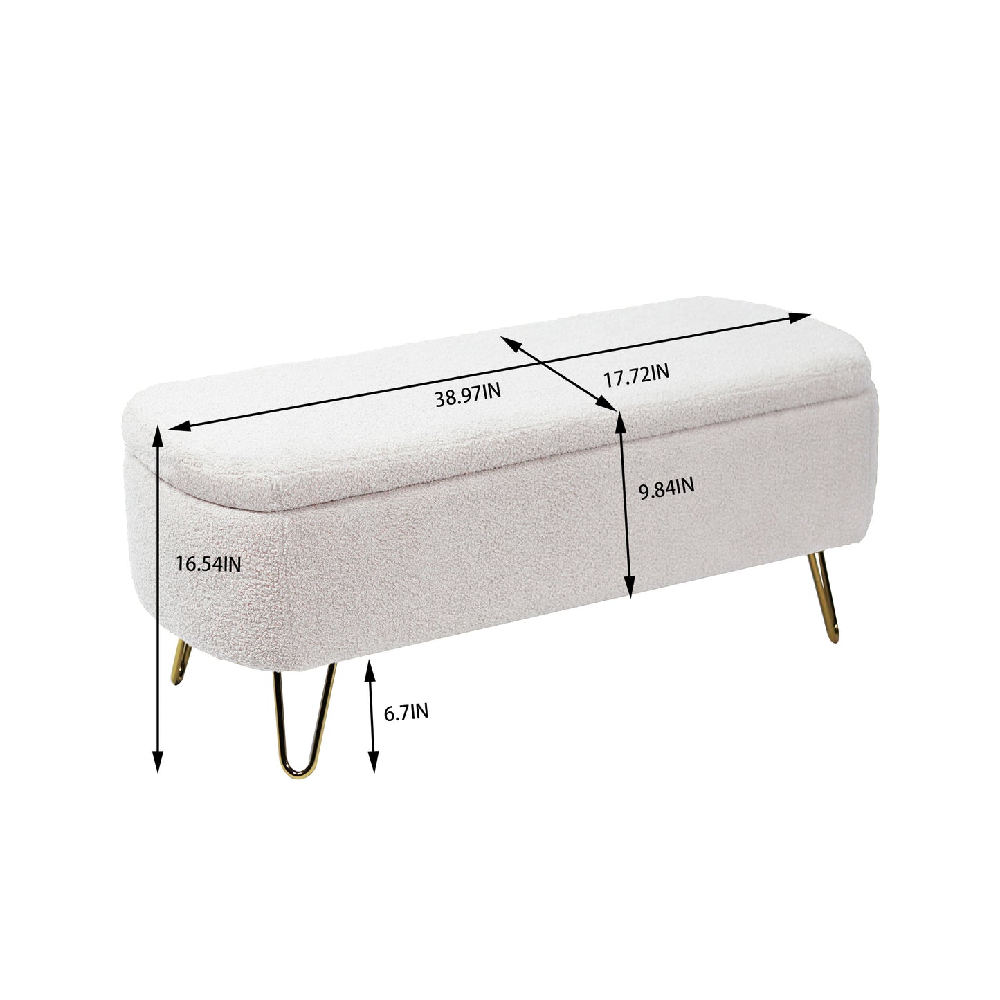Elegant Gold Haven Storage Ottoman Bench