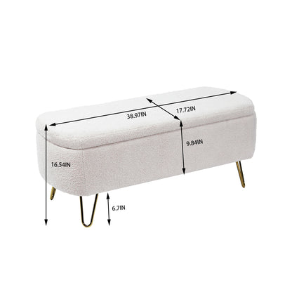Elegant Gold Haven Storage Ottoman Bench