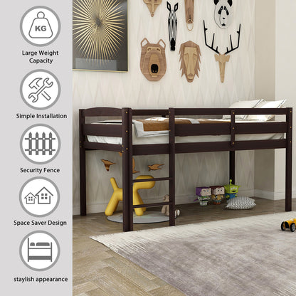 Espresso Dream Twin Wood Loft Bed