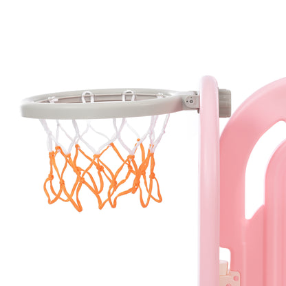 Kids Playground Climber Freestanding Slide Playset - Pink