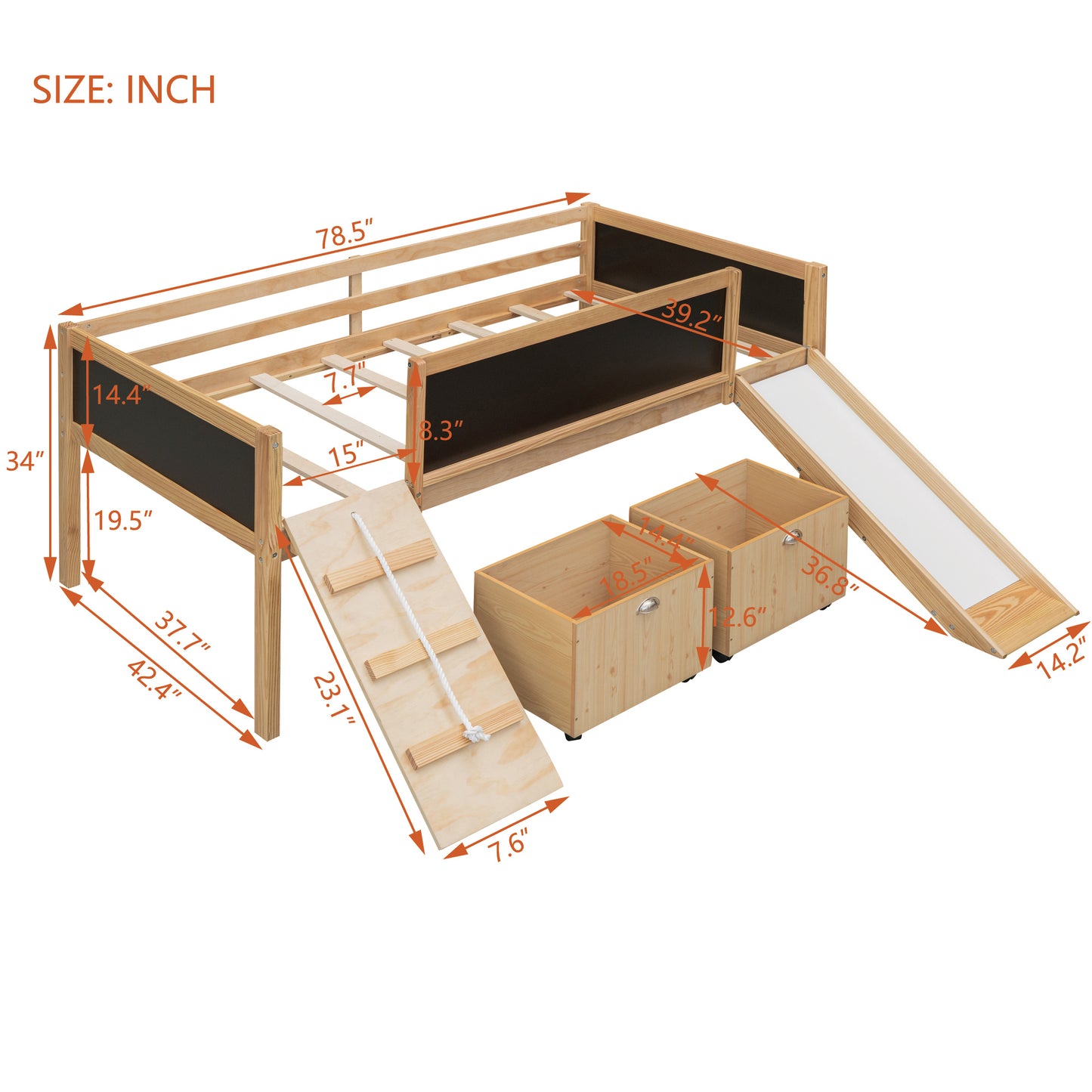 Nature's Haven Twin Loft Bed with Dual Storage