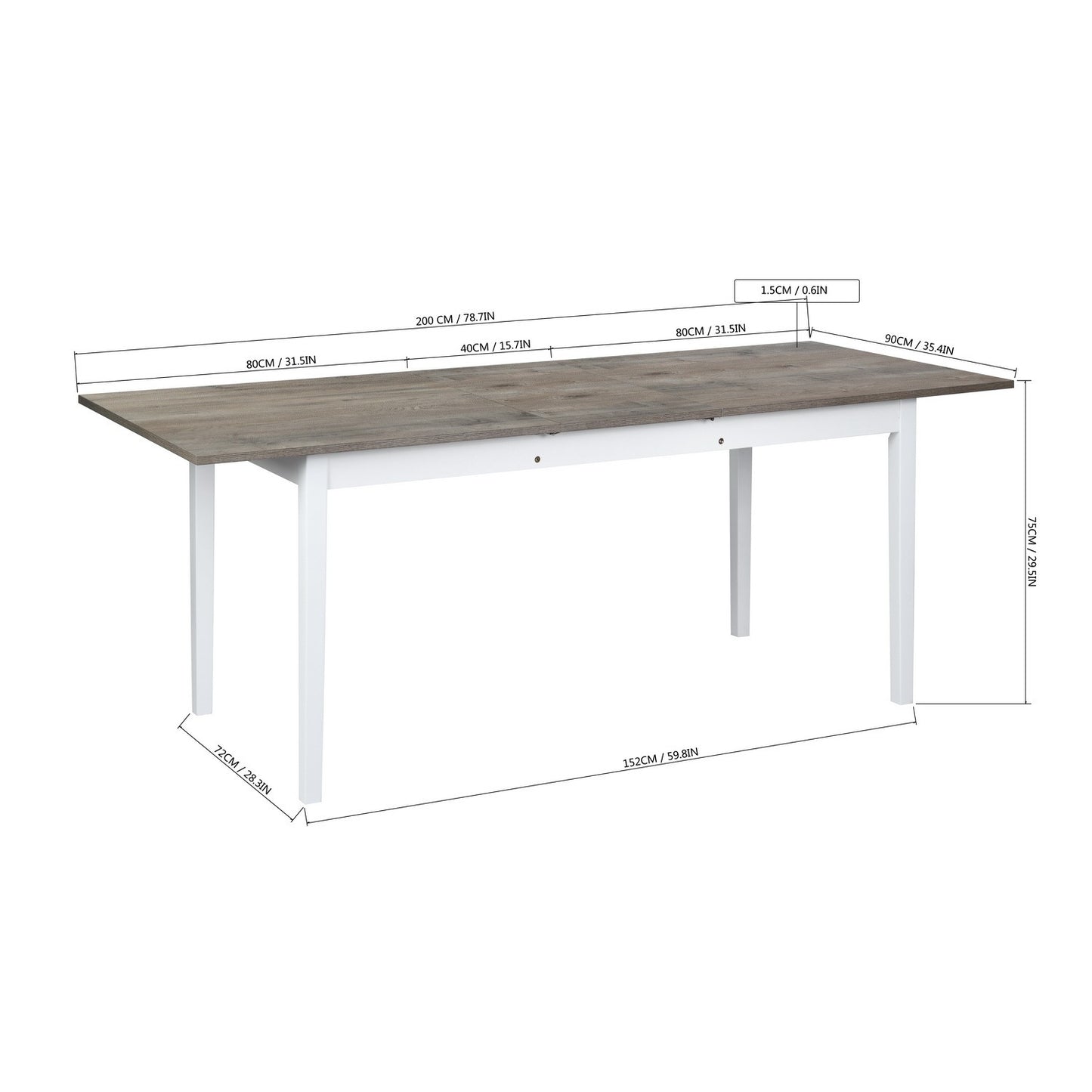 Elegant Extendable Grey Dining Table