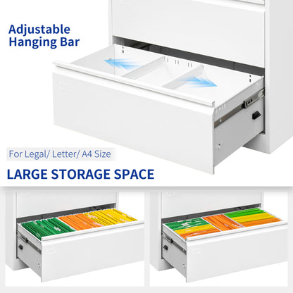 Lock Metal Steel 2 Drawer Lateral Filing Cabinet - White