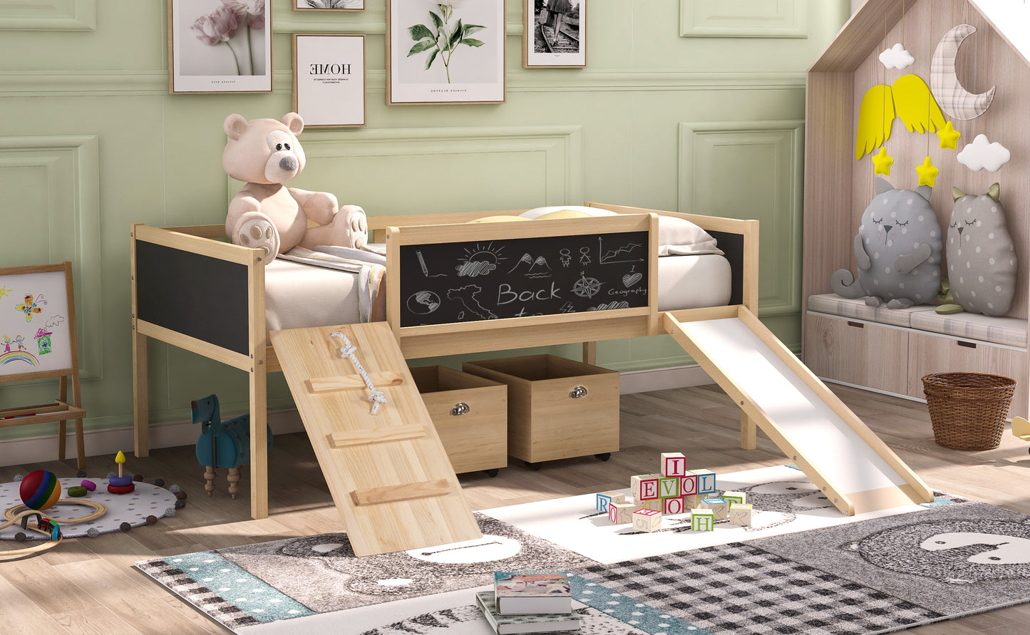 Nature's Haven Twin Loft Bed with Dual Storage