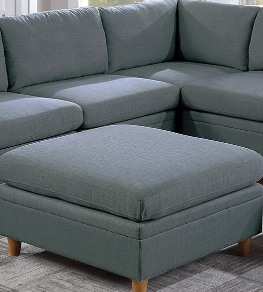 Wooden Legs Ottoman - Grey