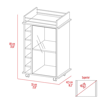 Savannah 6-Bottle 3-Shelf Bar Cart - Light Oak