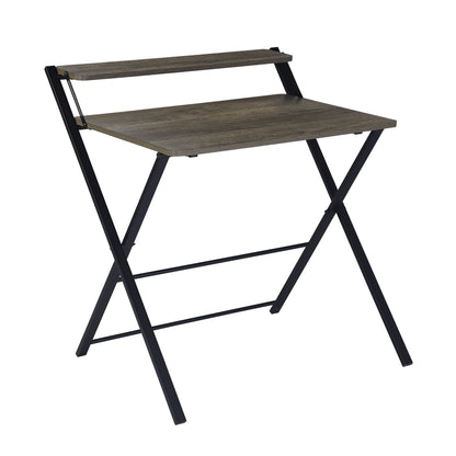 Foldable desk with tier - Walnut & Black