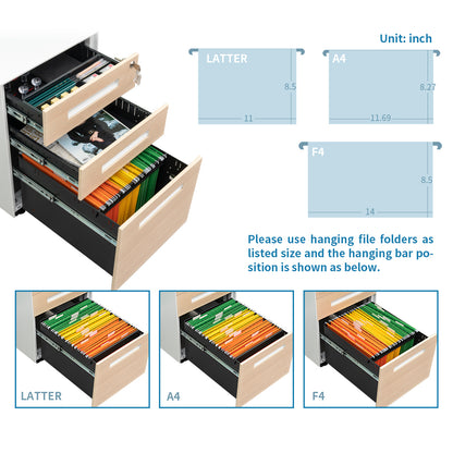 Compact 3 Drawer Mobile File Cabinet - Chery