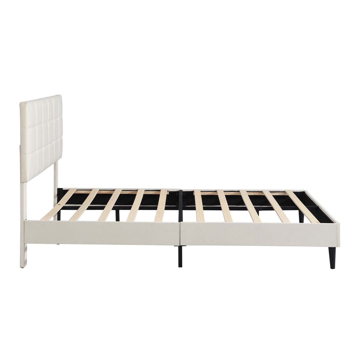 Elegant Queen Size Platform Bed Frame - Beige
