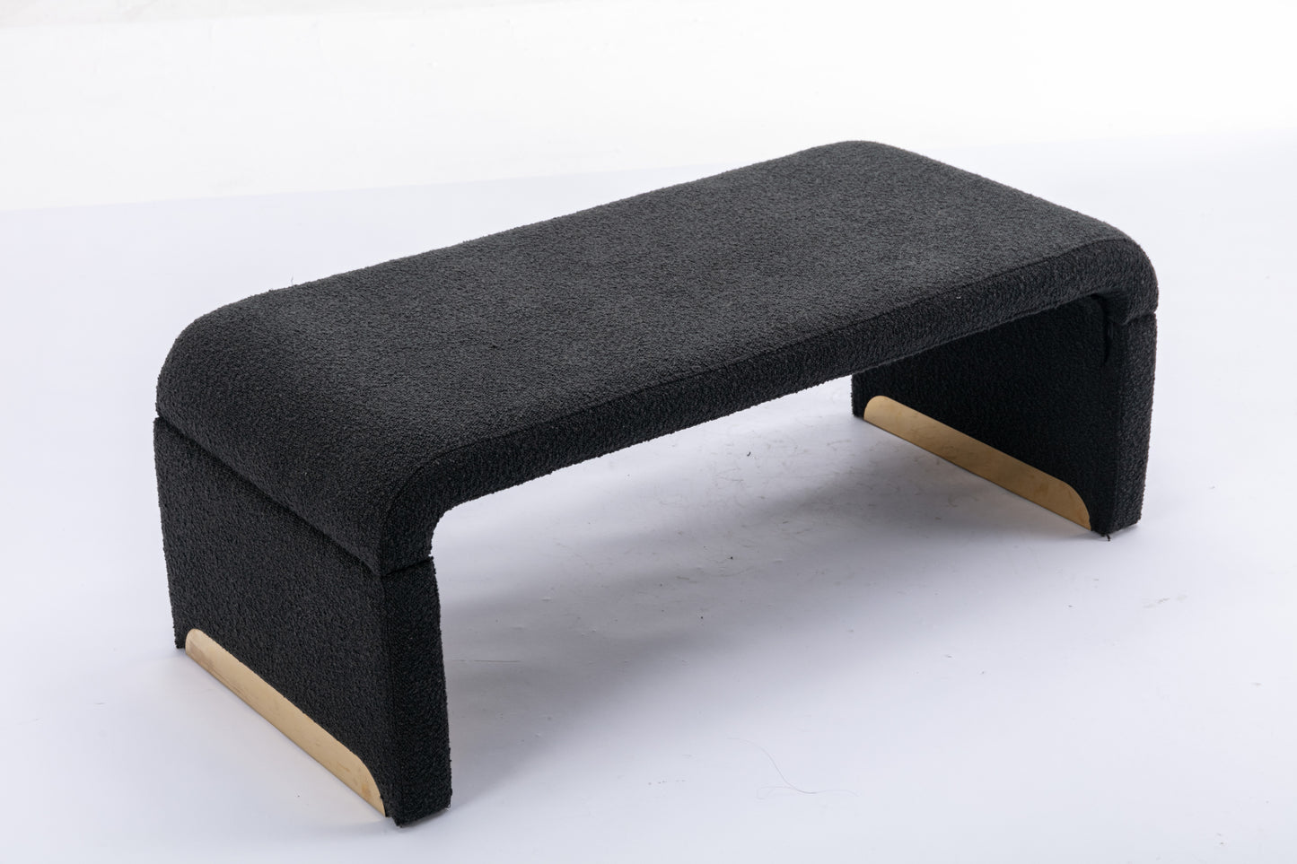 Boucle Fabric Ottoman - Black