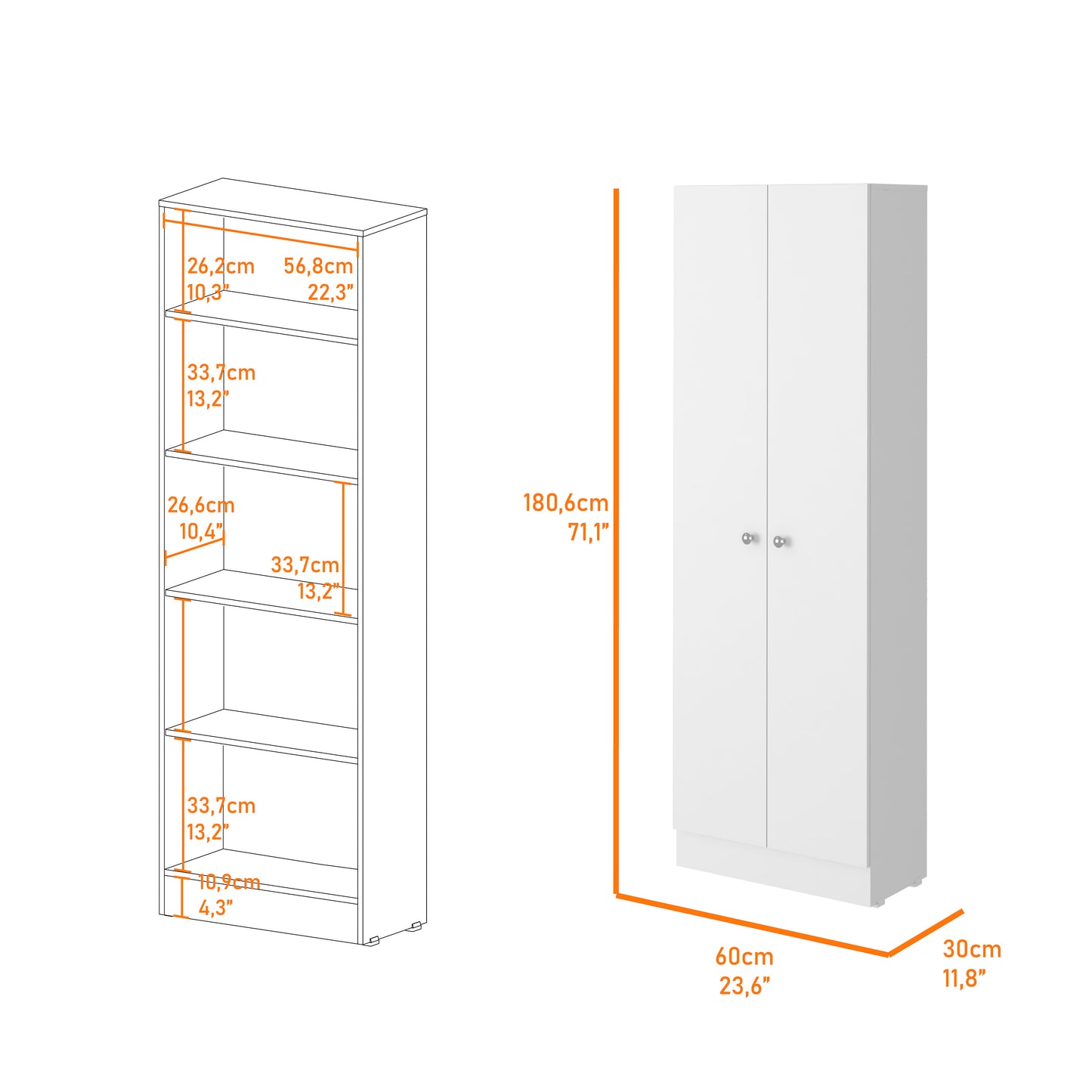 Greyson Tall Storage Cabinet - White