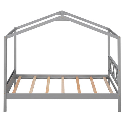 Twin Wood House Bed with Smart Storage