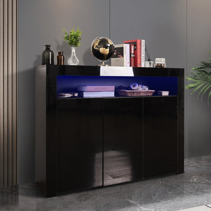 Glossy Glow Sideboard: Modern Storage Cabinet with LED Light