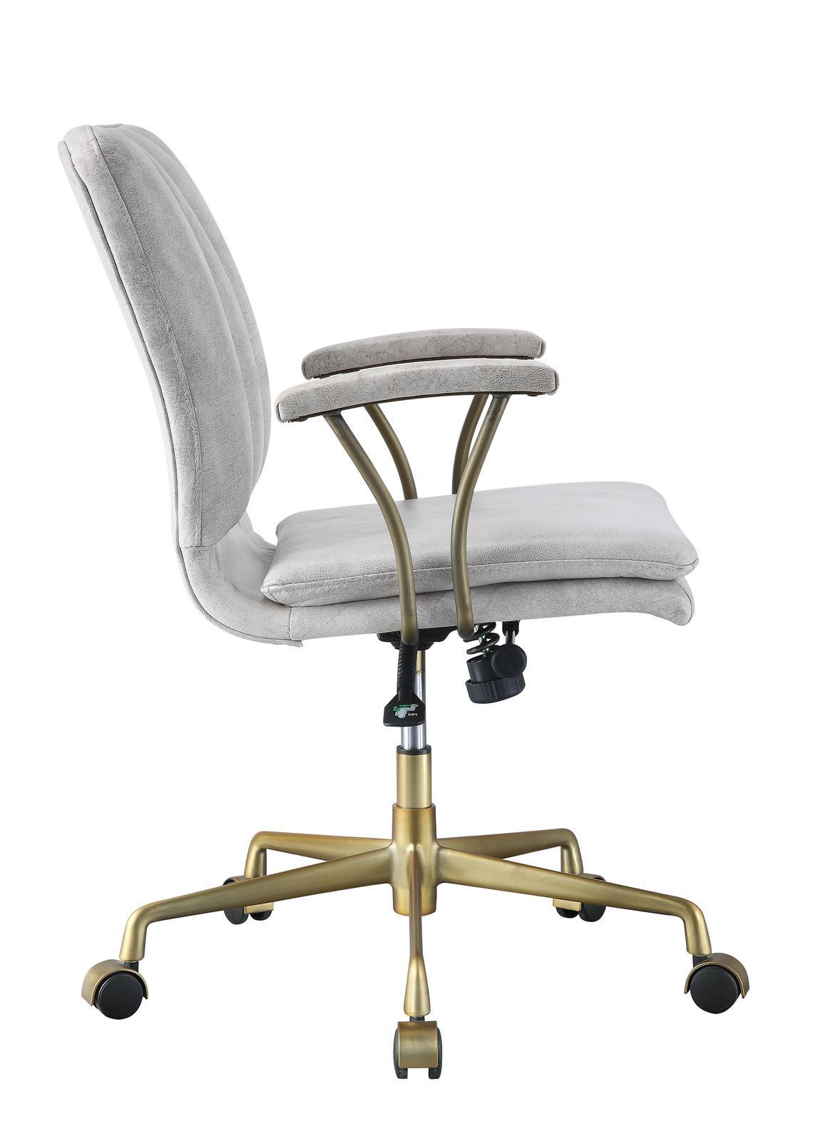 Luxe Ivory Leather & Gold Office Chair