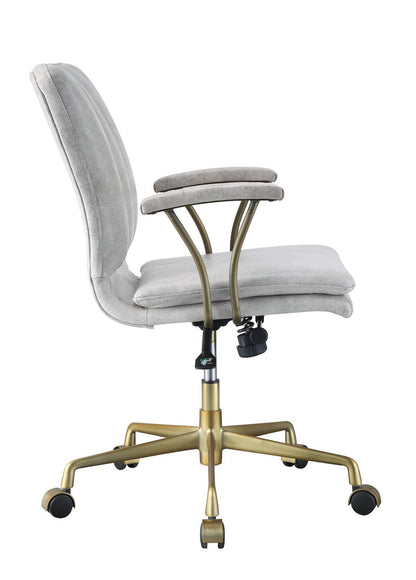 Luxe Ivory Leather & Gold Office Chair