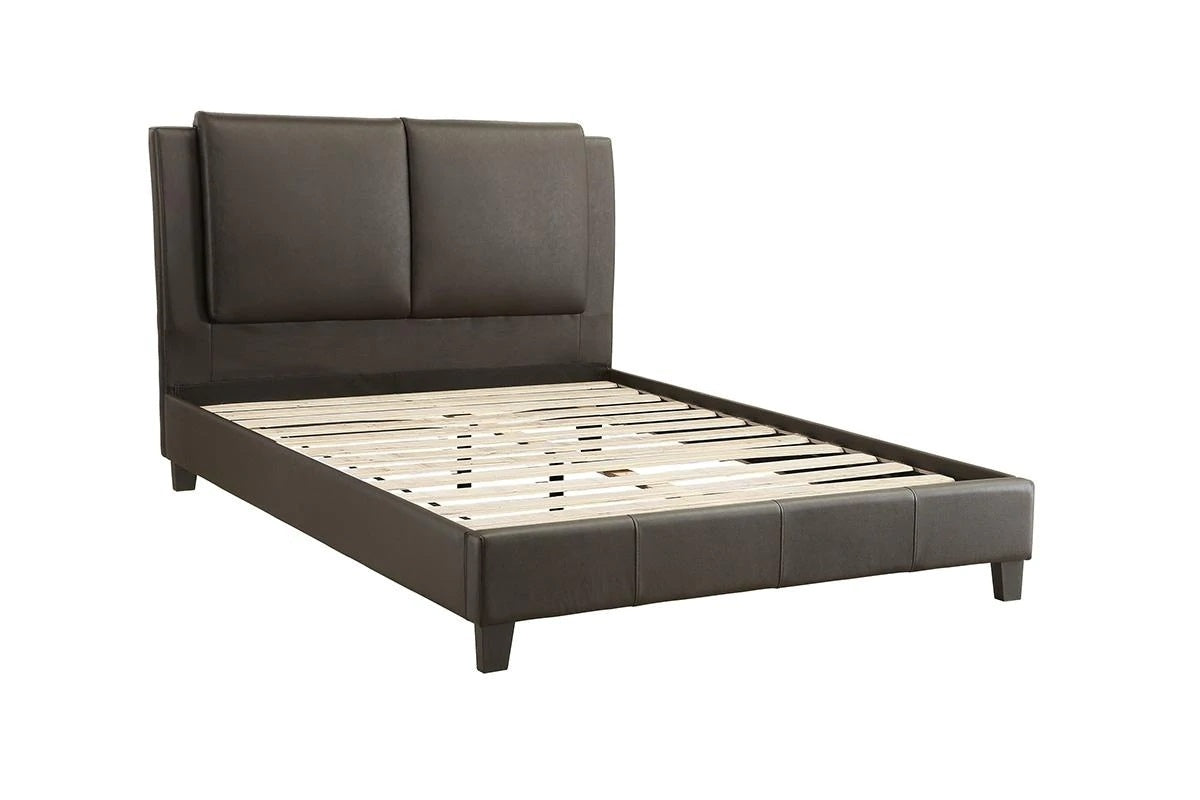 Niki Faux Leather Upholstered Queen Size Bed - Brown