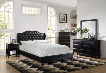 Dexter Wingback Design Queen Size Bed - Black