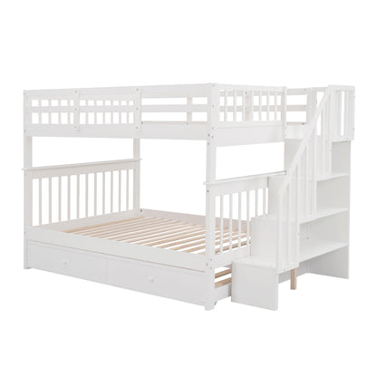 Dreamscape Twin Trundle Bunk Bed with Storage and Guard Rail - Snow White
