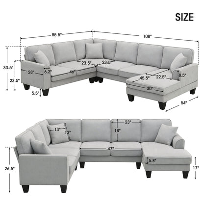Elegant Comfort U-Shape Sectional Sofa Set