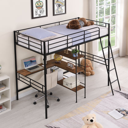 ElevateMax Twin Loft Bed with Desk and Shelves