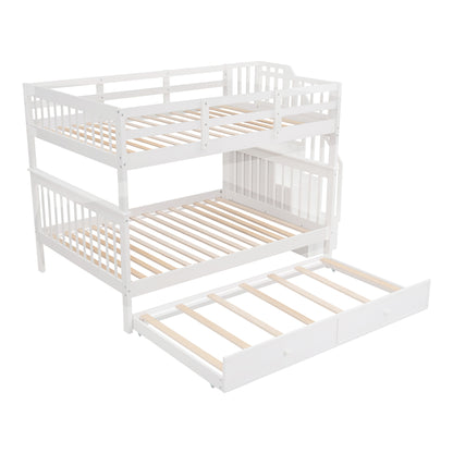 Dreamscape Twin Trundle Bunk Bed with Storage and Guard Rail - Snow White