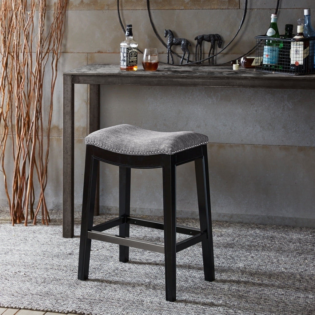 Saddle Counter Stool  - Gray